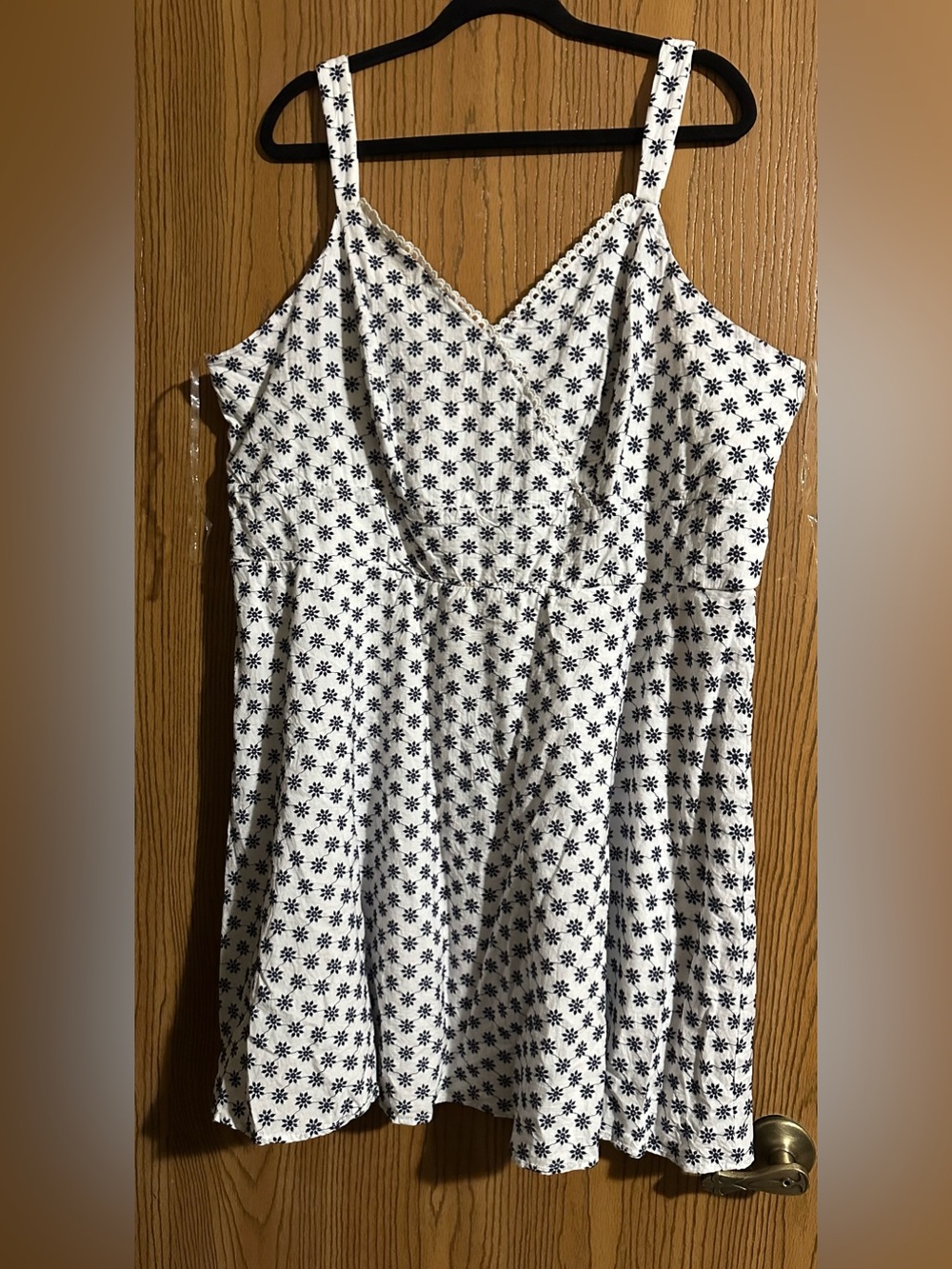 White Sundress with Navy Floral Print